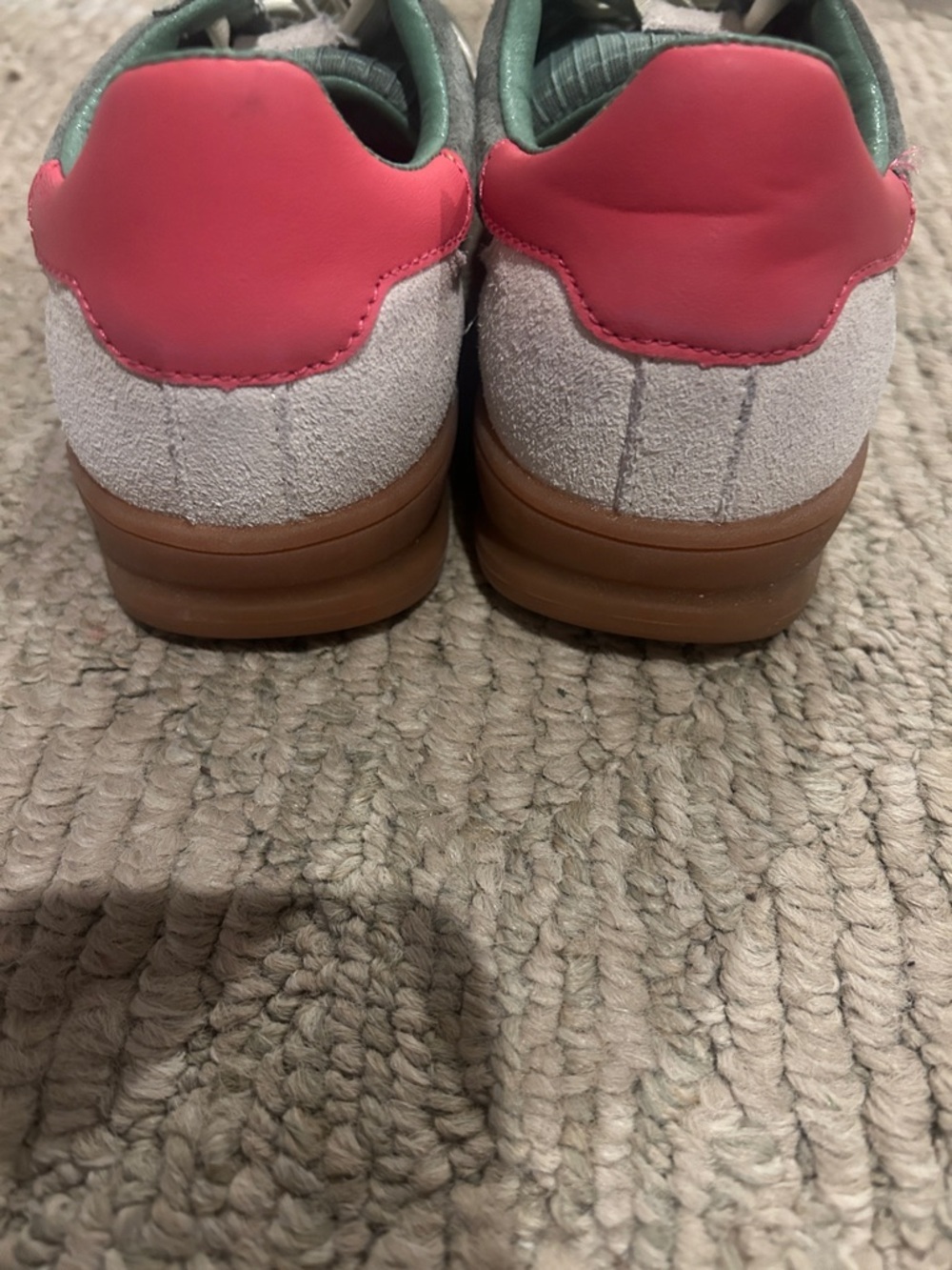 Steve Madden Olive Mesh & Suede Sneakers with Gum Sole and Pink Heel - Picture 10 of 10
